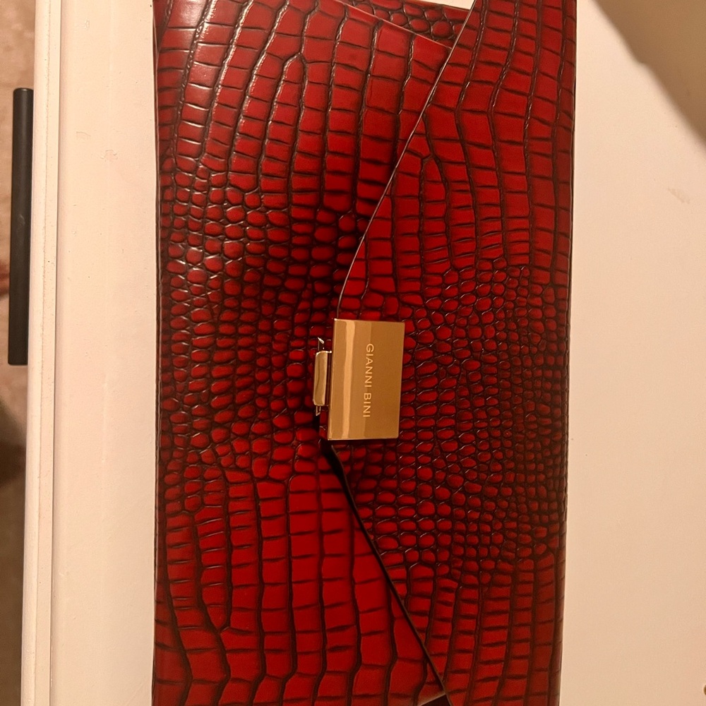 Gianni Bini Red Croc-Embossed Clutch